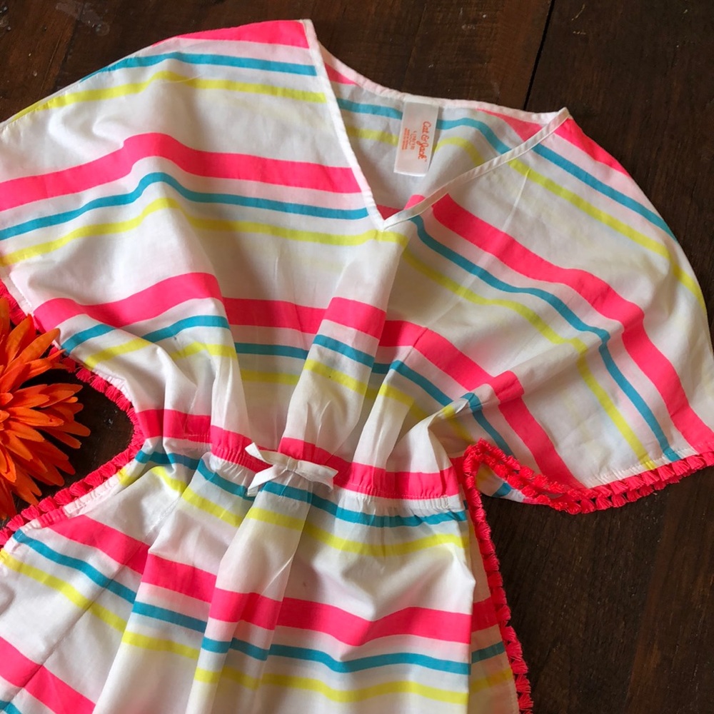 White multi-color swim wear poncho. - Picture 2 of 2